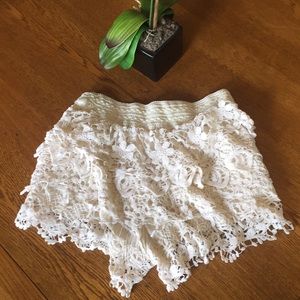 White lace shorts